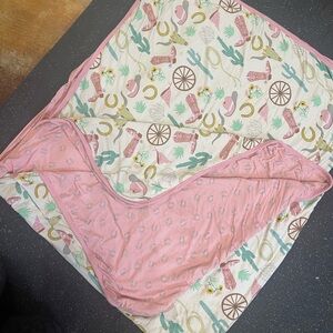 Little Sleepies Ready to Rodeo Western Pink and Cream Blanket